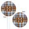 Two Color Plaid White Plastic 5.5" Stir Stick - Double Sided - Round - Front & Back