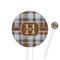 Two Color Plaid White Plastic 5.5" Stir Stick - Round - Closeup