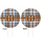 Two Color Plaid White Plastic 6" Food Pick - Round - Double Sided - Front & Back