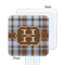 Two Color Plaid White Plastic Stir Stick - Single Sided - Square - Approval