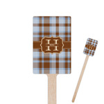 Two Color Plaid 6.25" Rectangle Wooden Stir Sticks - Double Sided (Personalized)
