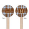 Two Color Plaid Wooden 6" Stir Stick - Round - Double Sided - Front & Back