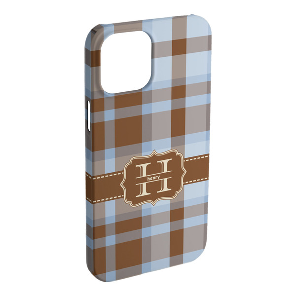 Custom Two Color Plaid iPhone Case - Plastic - iPhone 15 Plus (Personalized)