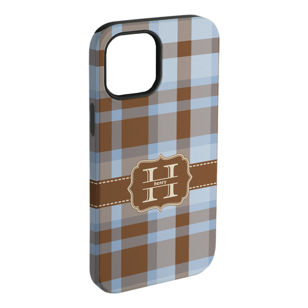 Custom Two Color Plaid iPhone Case - Rubber Lined - iPhone 15 Plus (Personalized)