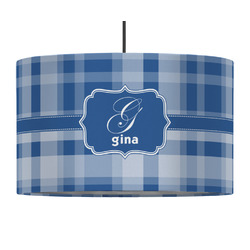 Plaid 12" Drum Pendant Lamp - Fabric (Personalized)