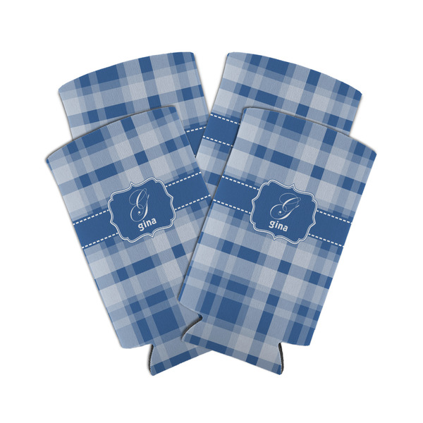 Custom Plaid Can Cooler (tall 12 oz) - Set of 4 (Personalized)