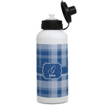 Plaid Water Bottles - Aluminum - 20 oz - White (Personalized)