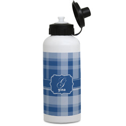 Plaid Water Bottles - Aluminum - 20 oz - White (Personalized)