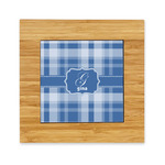 Plaid Bamboo Trivet with Ceramic Tile Insert (Personalized)