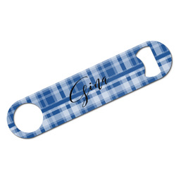 Plaid Bar Bottle Opener w/ Name and Initial