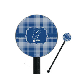 Plaid 5.5" Round Plastic Stir Sticks - Black - Double Sided (Personalized)