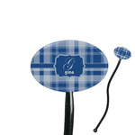 Plaid 7" Oval Plastic Stir Sticks - Black - Single Sided (Personalized)