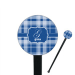 Plaid 7" Round Plastic Stir Sticks - Black - Single Sided (Personalized)