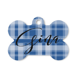 Plaid Bone Shaped Dog ID Tag - Small (Personalized)