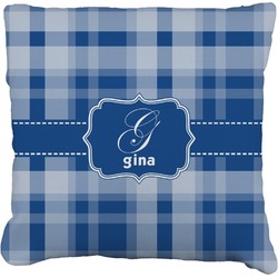 Plaid Faux-Linen Throw Pillow (Personalized)