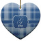 Plaid Ceramic Flat Ornament - Heart (Front)