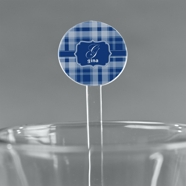 Custom Plaid 7" Round Plastic Stir Sticks - Clear (Personalized)