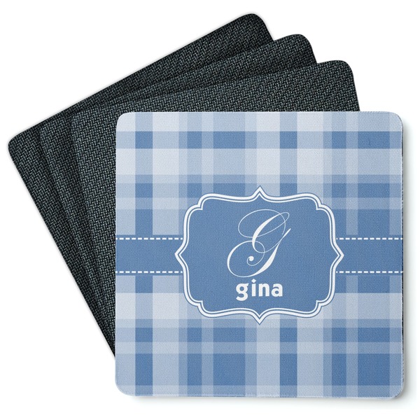 Custom Plaid Square Rubber Backed Coasters - Set of 4 (Personalized)