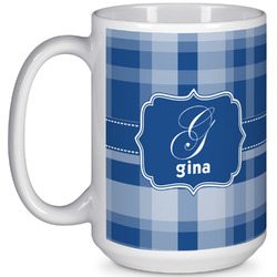 Plaid 15 Oz Coffee Mug - White (Personalized)