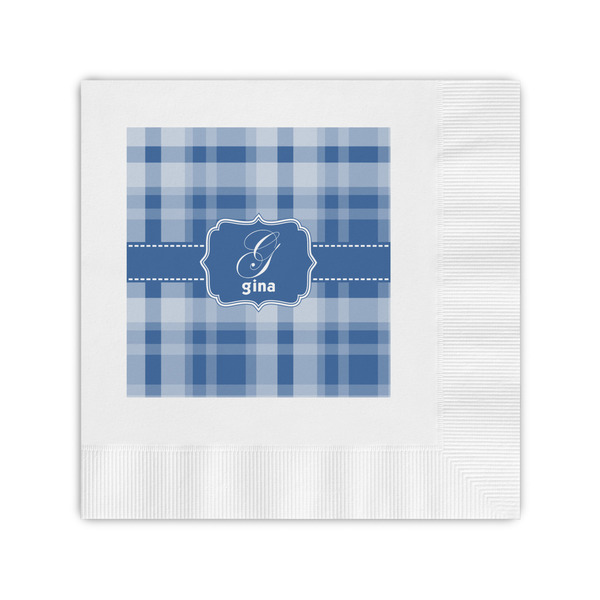 Custom Plaid Coined Cocktail Napkins (Personalized)