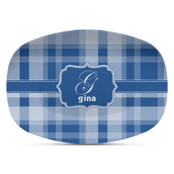 Custom Plaid Plastic Platter - Microwave & Oven Safe Composite Polymer (Personalized)
