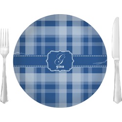 Plaid 10" Glass Lunch / Dinner Plates - Single or Set (Personalized)