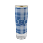 Plaid 2 oz Shot Glass -  Glass with Gold Rim - Single (Personalized)