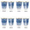 Plaid Glass Shot Glass - with gold rim - Set of 4 - APPROVAL