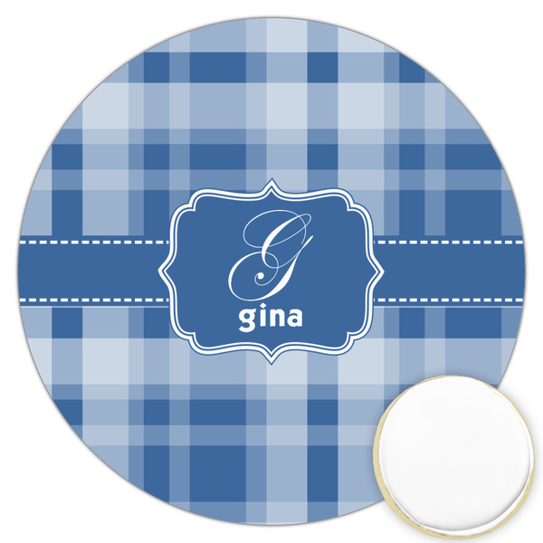 Custom Plaid Printed Cookie Topper - 3.25" (Personalized)