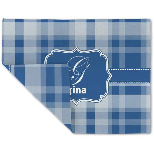 Custom Plaid Double-Sided Linen Placemat - Single w/ Name and Initial