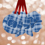 Plaid Metal Ornaments - Double Sided w/ Name and Initial