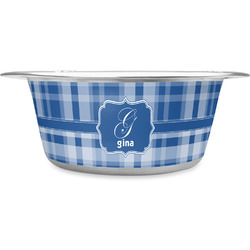 Plaid Stainless Steel Dog Bowl - Medium (Personalized)