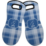 Plaid Neoprene Oven Mitts - Set of 2 w/ Name and Initial