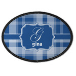 Plaid Iron On Oval Patch w/ Name and Initial