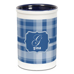 Plaid Ceramic Pencil Holders - Blue