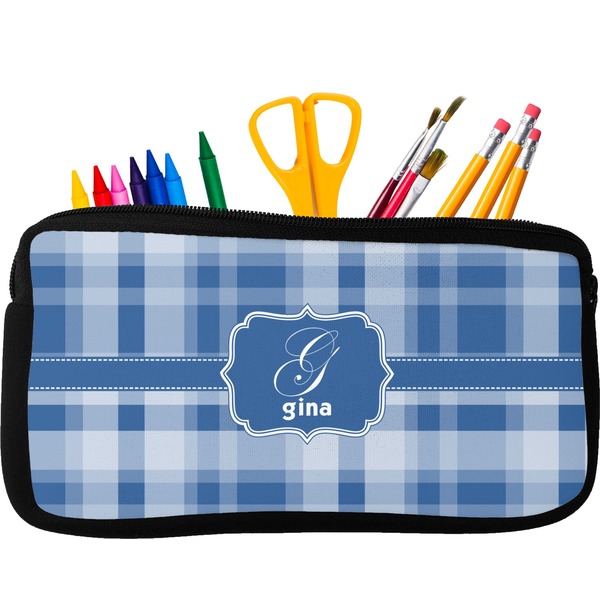 Custom Plaid Neoprene Pencil Case (Personalized)