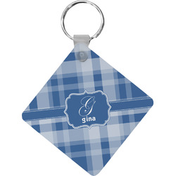 Plaid Diamond Plastic Keychain w/ Name and Initial