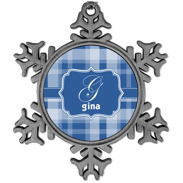 Custom Plaid Vintage Snowflake Ornament (Personalized)