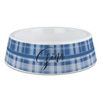 Plaid Plastic Dog Bowl - Large (Personalized)