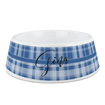 Plaid Plastic Dog Bowl - Medium (Personalized)