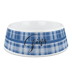 Plaid Plastic Dog Bowl (Personalized)