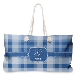 Plaid Large Tote Bag with Rope Handles (Personalized)