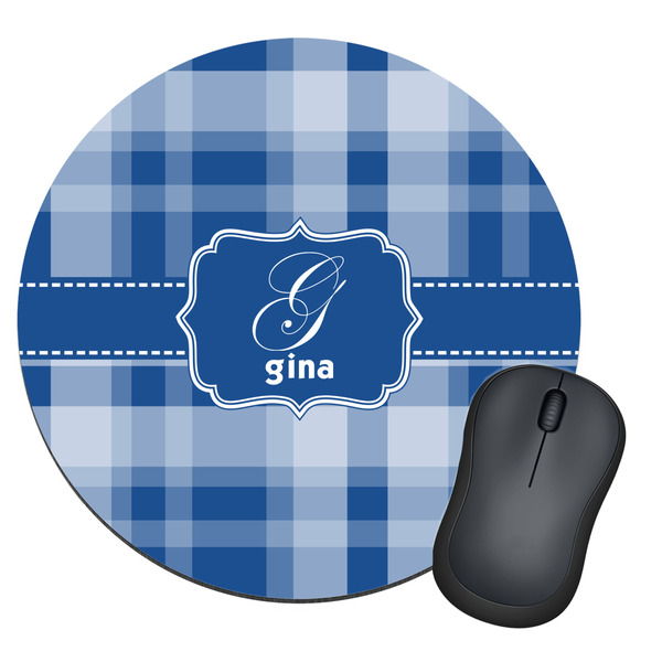 Custom Plaid Round Mouse Pad (Personalized)