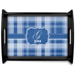 Plaid Black Wooden Tray - Large (Personalized)