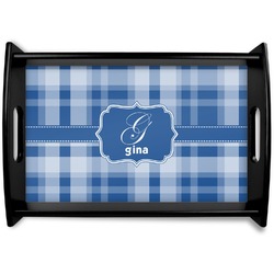 Plaid Black Wooden Tray - Small (Personalized)