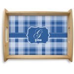 Plaid Natural Wooden Tray - Large (Personalized)