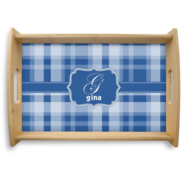 Custom Plaid Natural Wooden Tray - Small (Personalized)