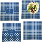 Plaid Set of 4 Glass Square Lunch / Dinner Plate 9.5" (Personalized)