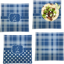 Plaid Set of 4 Glass Square Lunch / Dinner Plate 9.5" (Personalized)