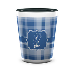 Plaid Ceramic Shot Glass - 1.5 oz - Two Tone - Single (Personalized)